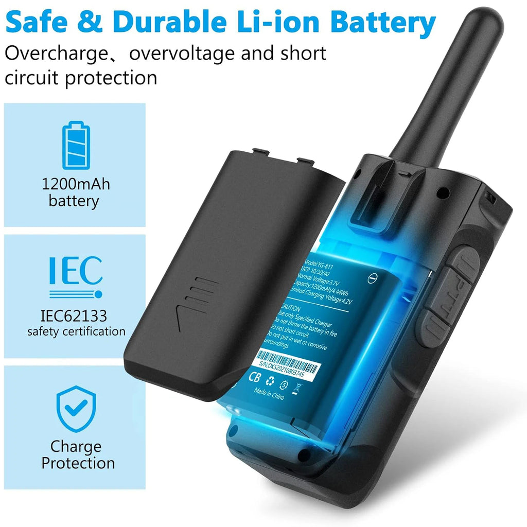 AWANFI Rechargeable Walkie Talkies (2/3/4-Pack) β Long Range 2-Way Radios with 16 Channels, VOX, USB-C Charging β Ideal for Kids & Adults, Outdoor Camping & Hiking