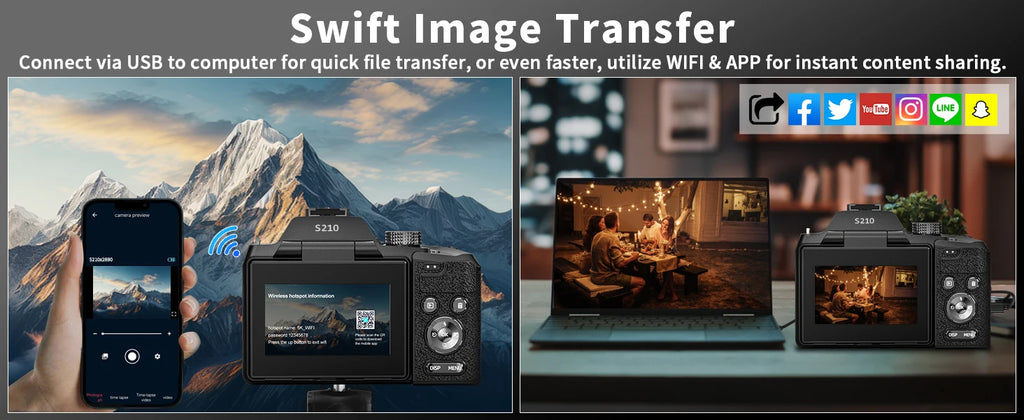 NBD 64MP Digital Camera – 16X Optical Zoom, 5K Video, WiFi & App Control, 180° Flip Screen