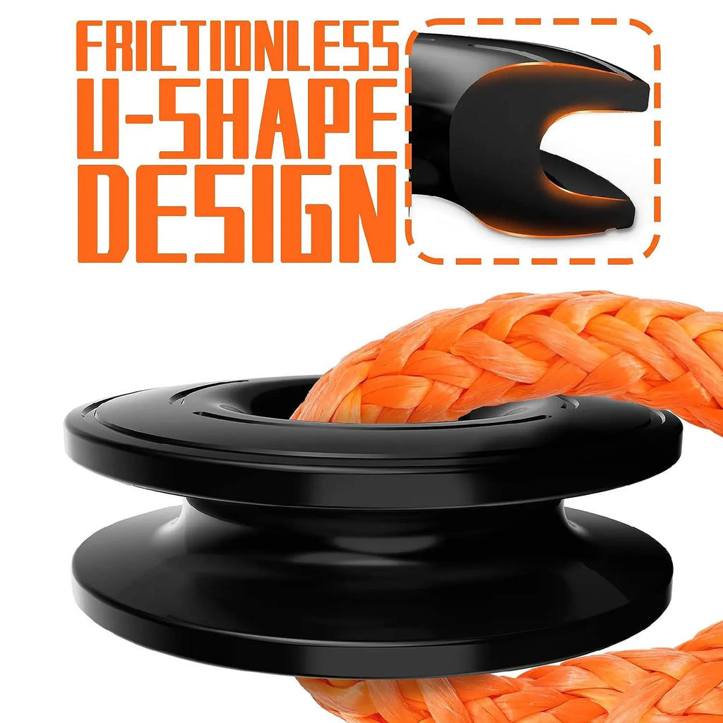 48,300 lbs Synthetic Soft Shackle & 66,000 lbs Recovery Ring Set – Heavy-Duty Off-Road Winch Recovery Kit (2 PCS)