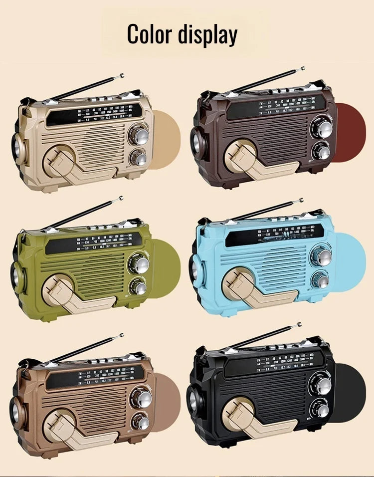 Hand Crank Emergency Weather Radio with Bluetooth – Solar/USB Rechargeable, Portable Power Bank
