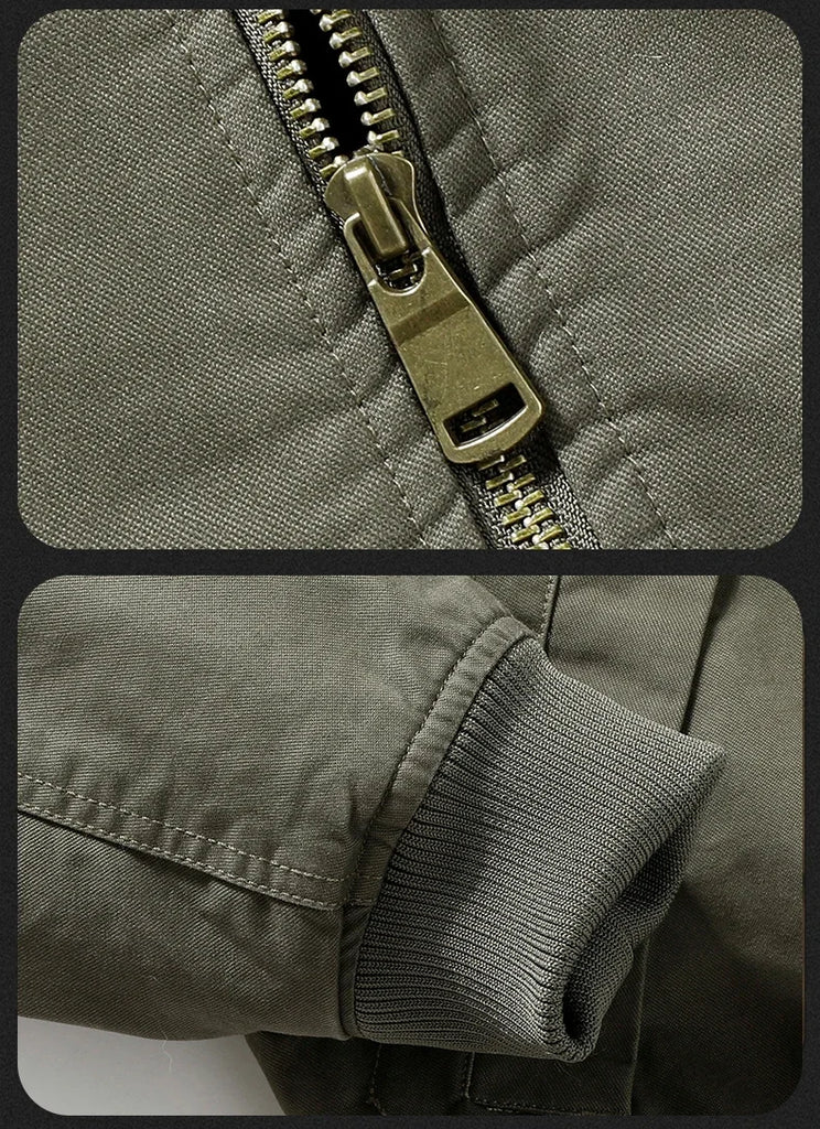 Men's Pilot Bomber Jacket – Winter Fleece-Lined Tactical Windbreaker