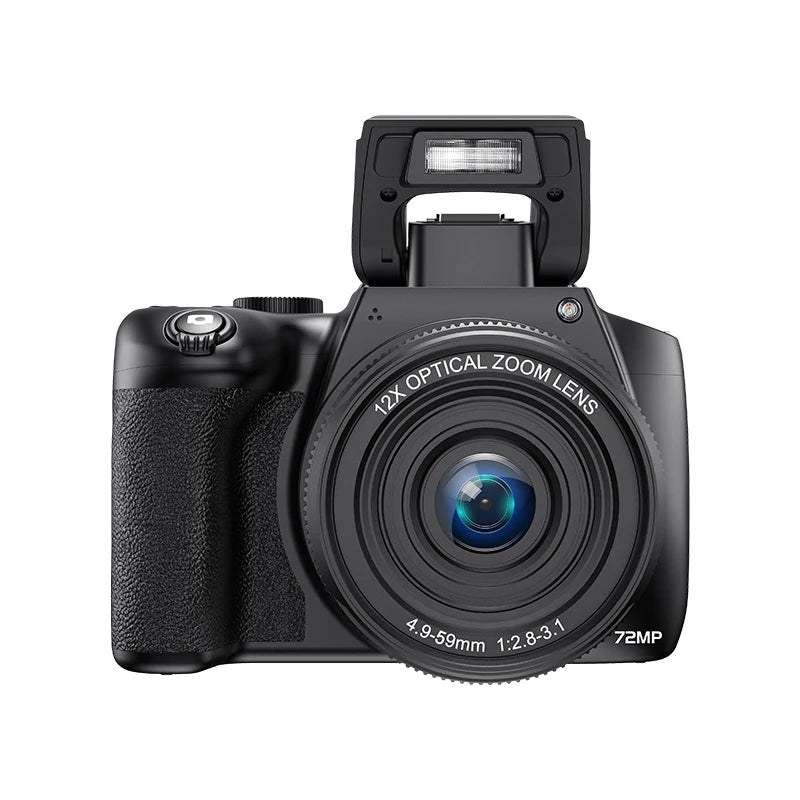 4K HD Digital Camera with Auto Focus & 12X Optical Zoom – 72MP Vlogging Camera for YouTube & Photography