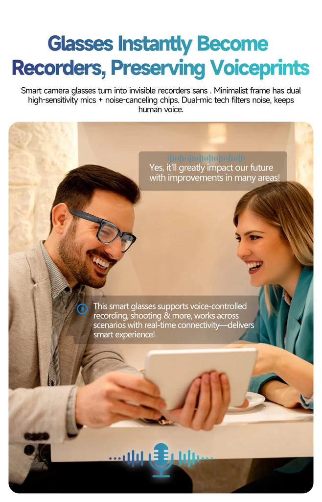 GUHUAVMI Smart Glasses for Men – 8MP Camera | WiFi | Bluetooth | AI Features | IP65 Waterproof