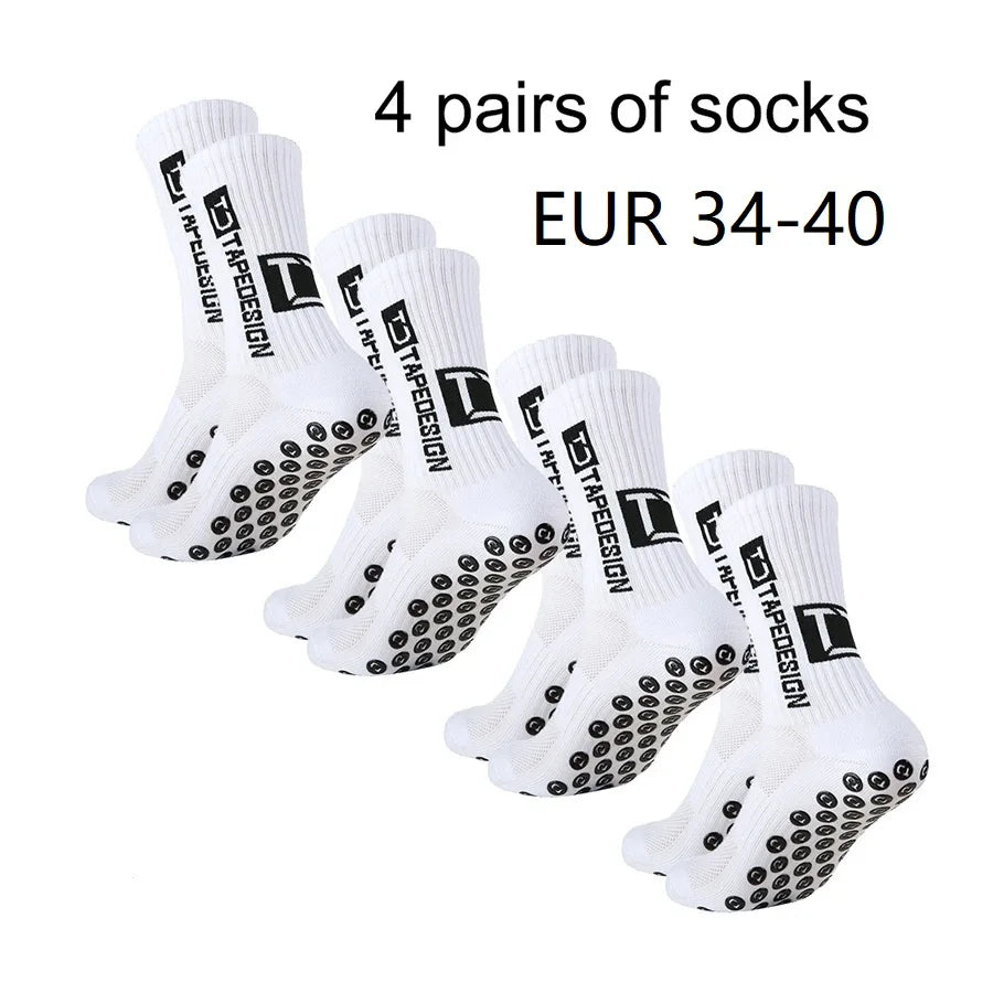 4 Pairs Mid-Tube Non-Slip Football Socks – Breathable & Durable Sports Training Socks (Unisex)