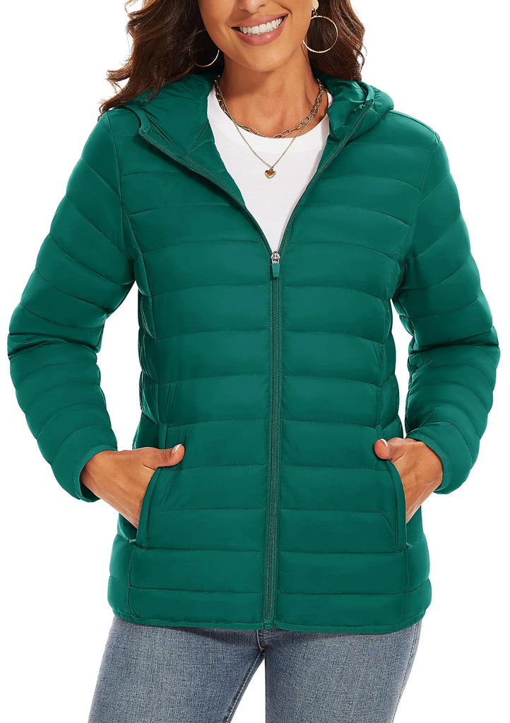 TACVASEN Women’s Full Zip Hooded Puffer Jacket – Lightweight, Warm & Windproof Winter Coat