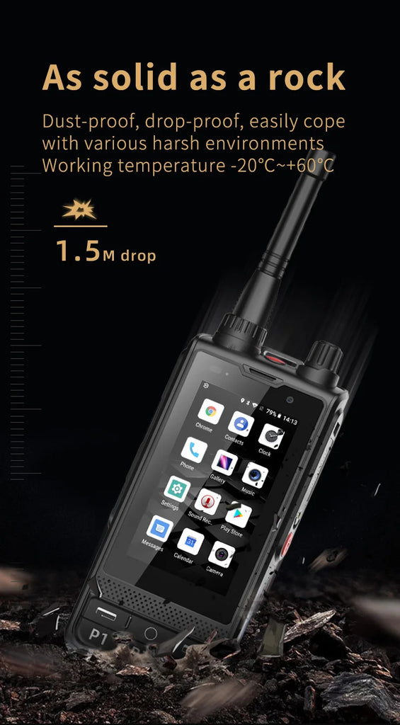 ANYSECU W6PLUS Android 10 4G LTE Network & Analog UHF Walkie Talkie | IP68 Waterproof, Zello & REAL-PTT Compatible