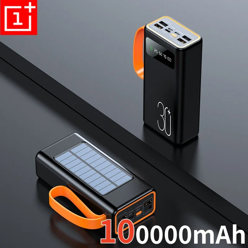 ONEPLUS 200,000mAh Solar Power Bank โ Built-in Cables, LED Light, Fast Charging, High-Capacity External Battery