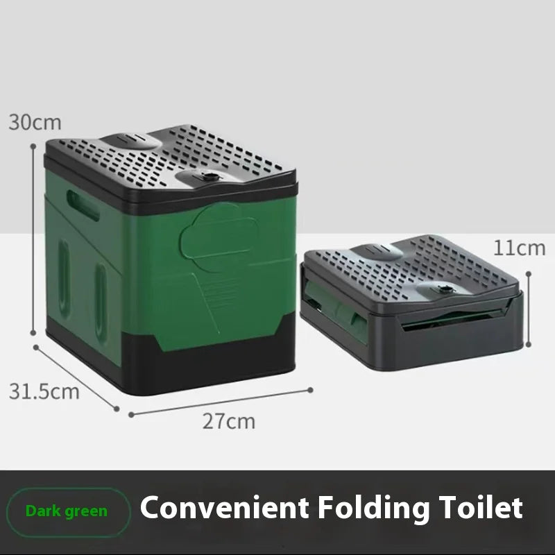 Portable Folding Travel Toilet – Anti-Odor Emergency Potty for Car, Camping, and Outdoor Use (Black/Grey)