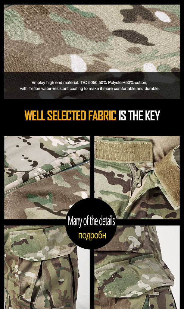 Men’s Tactical Combat Pants with Knee Pads – Camouflage Military-Grade Cargo Trousers for Hunting, Trekking & Outdoor Survival