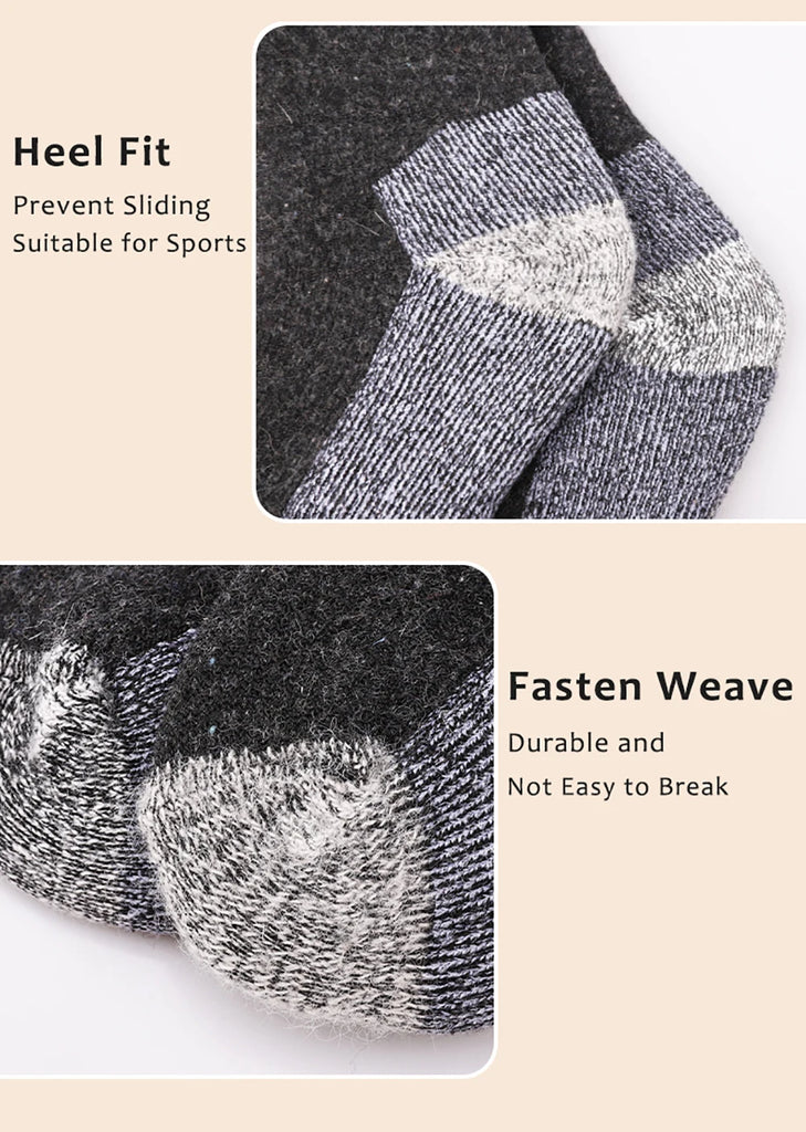 3 Pairs Merino Wool Thermal Socks for Men – Super Thick Winter Crew Socks with Fleece Terry Lining