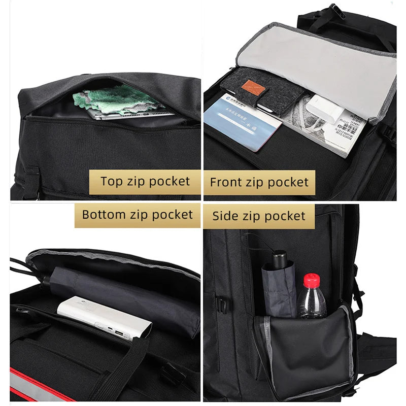 130L Waterproof Hiking Backpack – Heavy-Duty Outdoor Rucksack with Reflective Safety Strips & Molle System