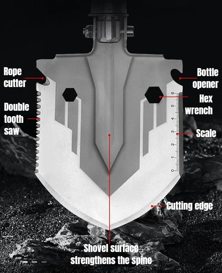 Multifunctional Folding Military Shovel – Survival Tool Set for Camping, Hiking & Outdoor Use