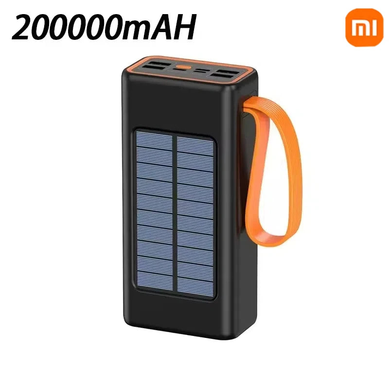 Xiaomi 200000mAh Solar Power Bank – High-Capacity External Battery with Built-in Cables & LED Light
