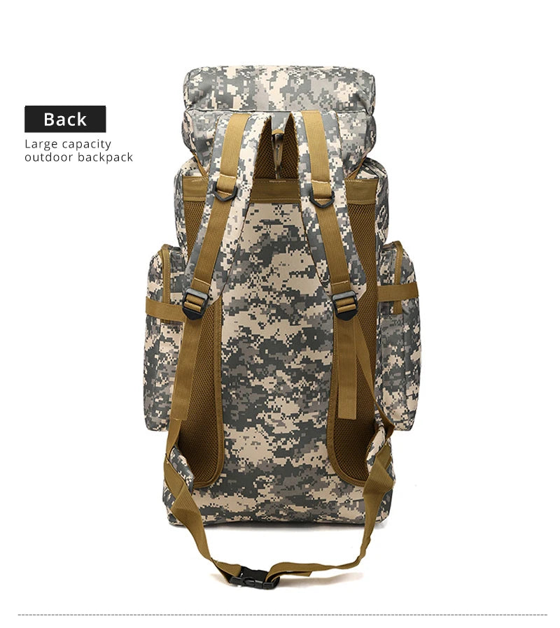 Rilibegan 70L Tactical Hiking Backpack – Camouflage, Waterproof