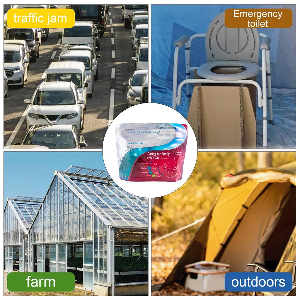 30-Pack Portable Toilet Absorbent Gel Powder – Eco-Friendly Waste Solidifier & Deodorizer for Camping, Travel & Emergency Use