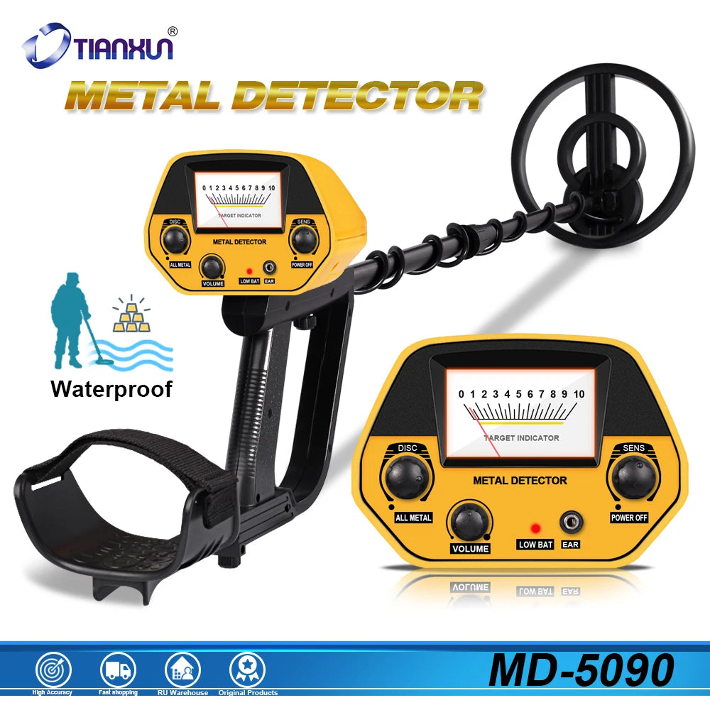 TIANXUN MD-5090 Professional Waterproof Metal Detector – LCD Display, Gold & Treasure Detection, Dual Mode (IP68 Rated)
