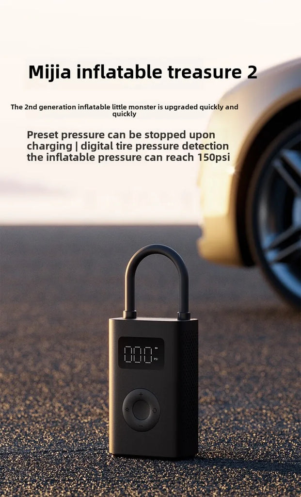Xiaomi Mijia Air Pump 2 – Portable Tire Inflator with Digital Pressure Detection, 150 PSI, 2000mAh Rechargeable Battery