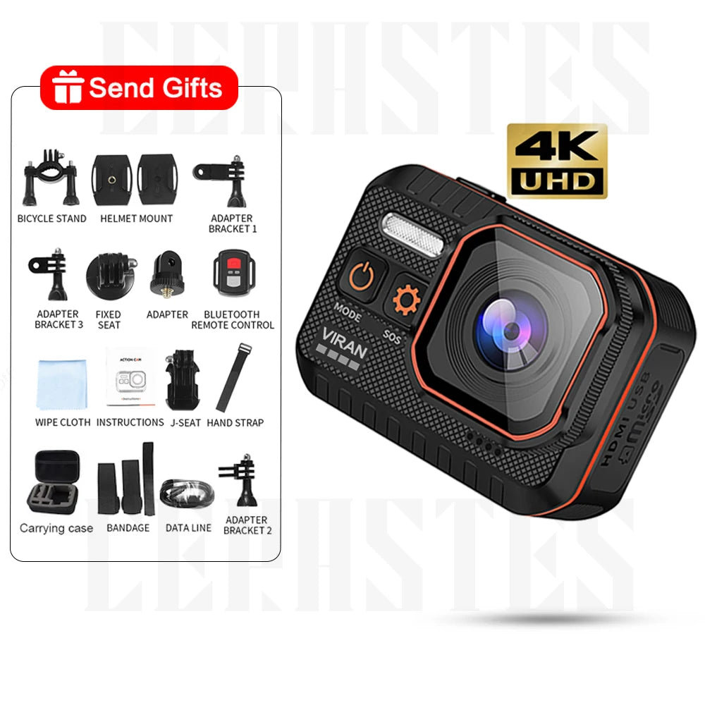 4K60FPS Waterproof Action Camera with Remote Control – Wide-Angle Sport Cam for Outdoor Adventures, Diving & Cycling