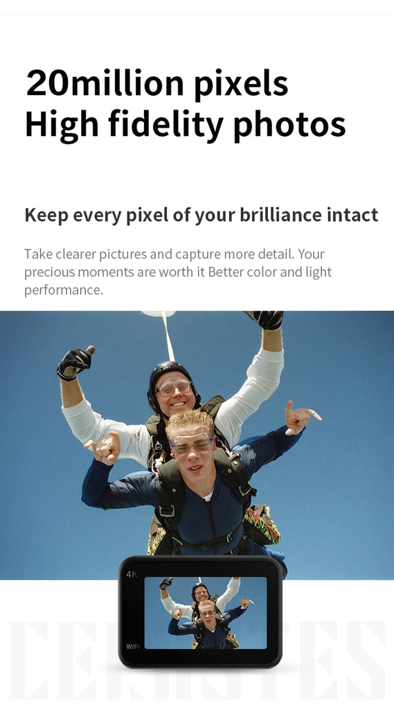 CERASTES V9 4K Ultra HD WiFi Action Camera – Dual Screen, Waterproof, Remote Control, EIS Stabilization