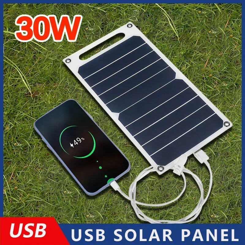 30W Portable Solar Panel Charger with USB – Waterproof Outdoor Power for Hiking, Camping & Travel