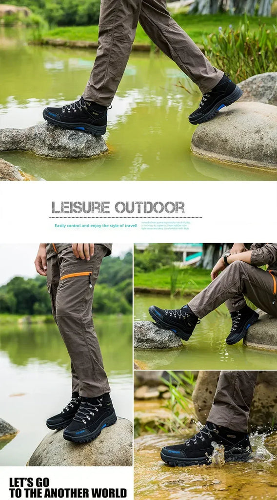 Men’s Waterproof High-Top Hiking & Climbing Shoes – Anti-Slip, Breathable Outdoor Footwear