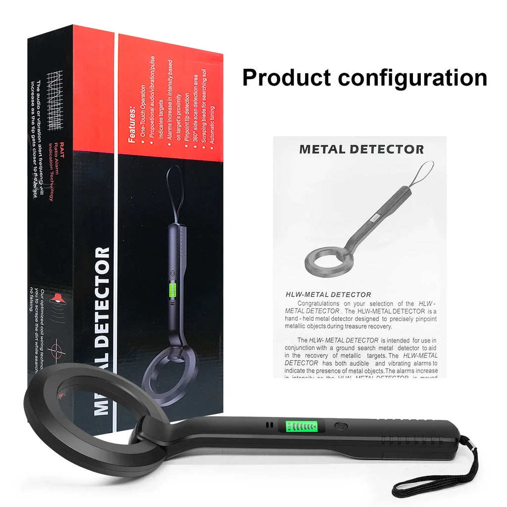 High-Sensitivity Handheld Metal Detector with LCD Display, Vibration & Audio Alerts – 360° Detection for Security, Industrial & Treasure Hunting Use