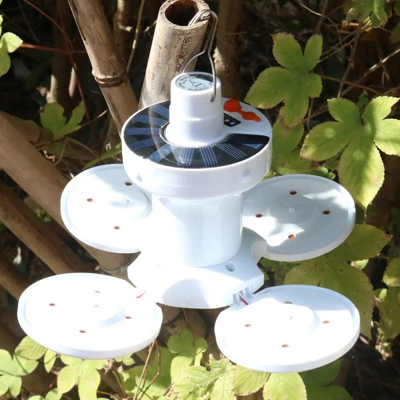 Solar Folding LED Camping Lantern – USB Rechargeable Emergency Light with 5 Modes & Hook (2400mAh, Waterproof, Remote Optional)