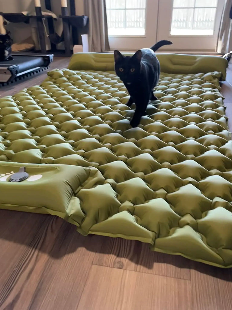 Double Camping Air Mattress with Built-In Pillows – Ultralight Inflatable Sleeping Pad for 2 – Waterproof, Compact & Durable