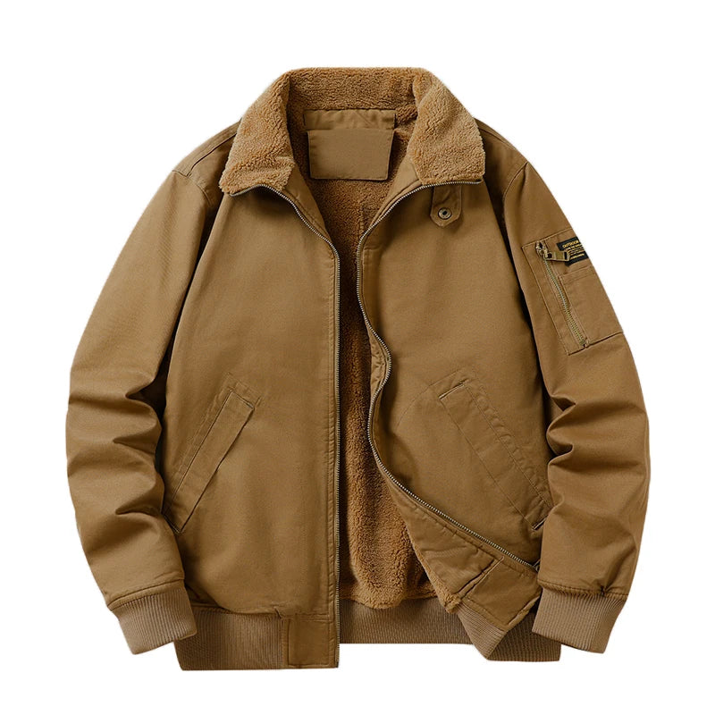 Men's Pilot Bomber Jacket – Winter Fleece-Lined Tactical Windbreaker