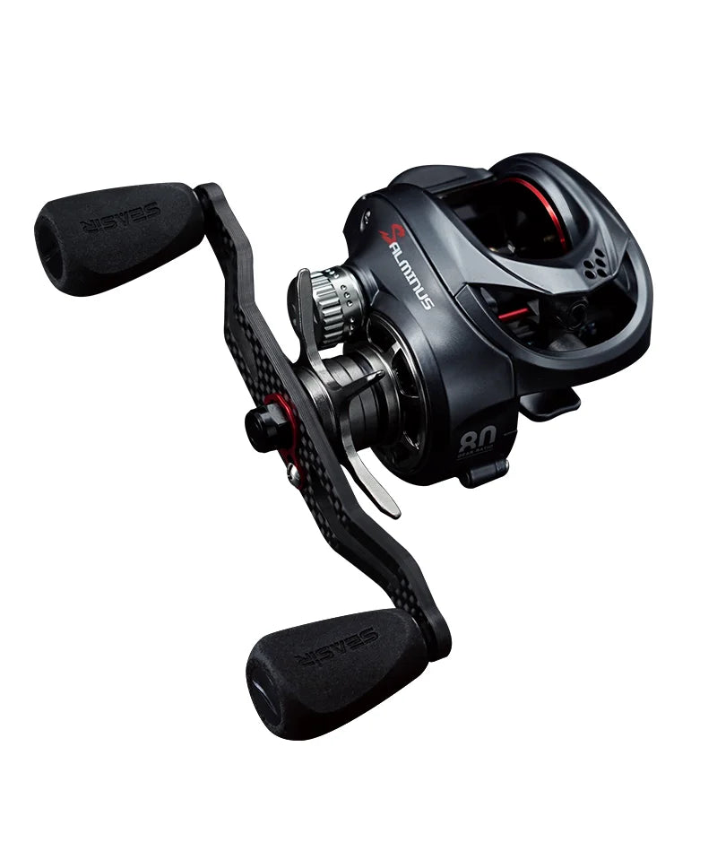 Seasir Salminus Baitcasting Reel – 8.0:1 Gear Ratio | Dual Aluminum Spools | 11+1BB | 12KG Drag Power