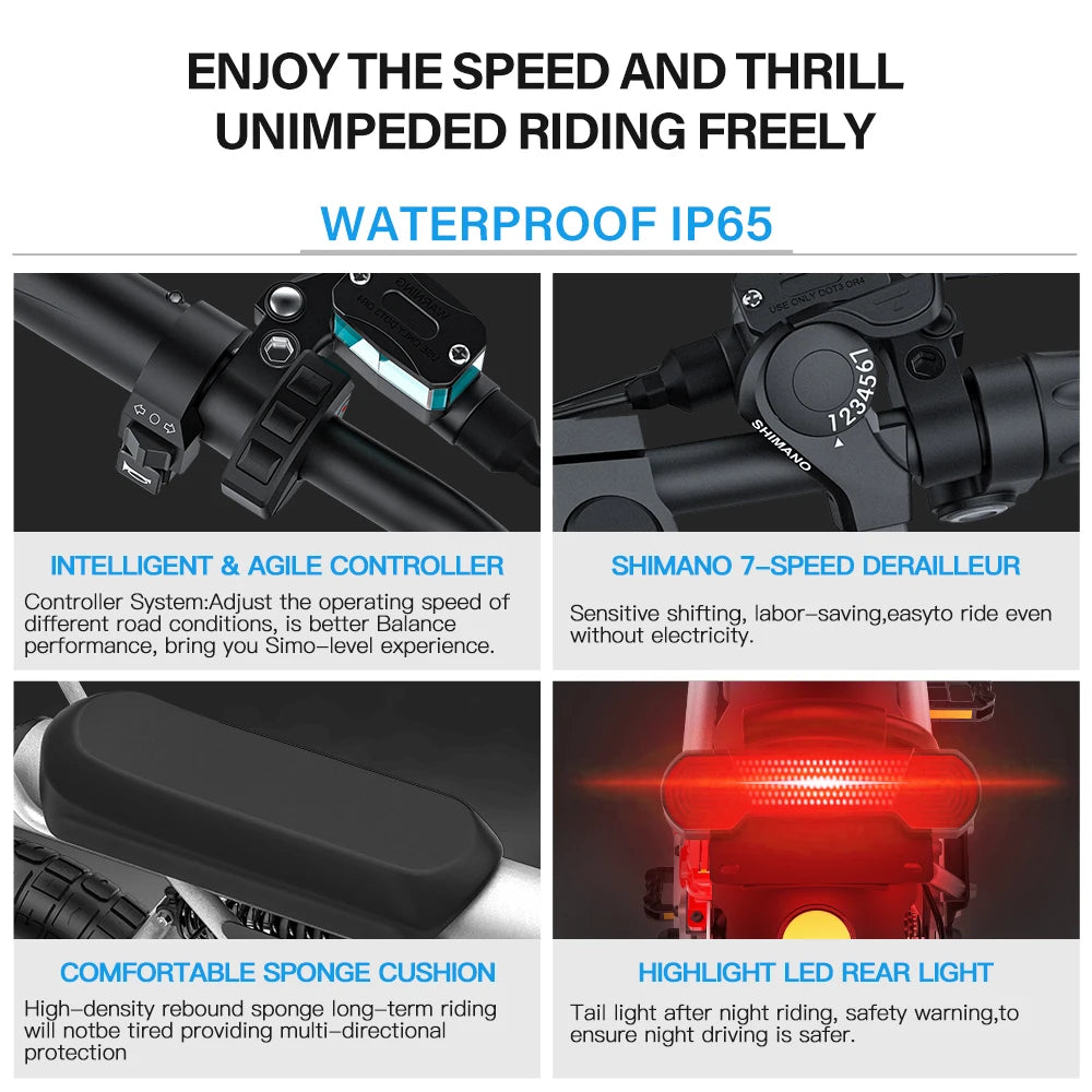 Coswheel CT20S 2000W Electric Dirt Bike β 60V 27.5Ah Fat Tire Ebike for Adults (20" Off-Road Tires, 161km Range)