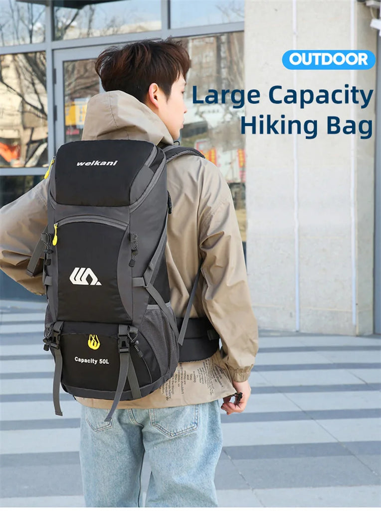 50L Waterproof Hiking Backpack – Large Travel Rucksack with Shoe Compartment