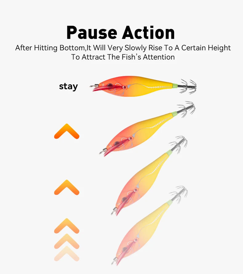 YOOFISH Luminous Horizontal Squid Jig (5pcs Set) β Premium Wood Shrimp Squid Hooks for Saltwater Fishing