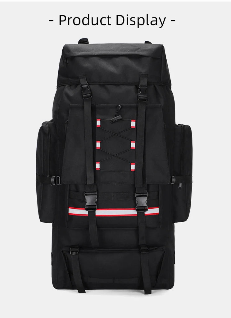 130L Waterproof Hiking Backpack – Heavy-Duty Outdoor Rucksack with Reflective Safety Strips & Molle System
