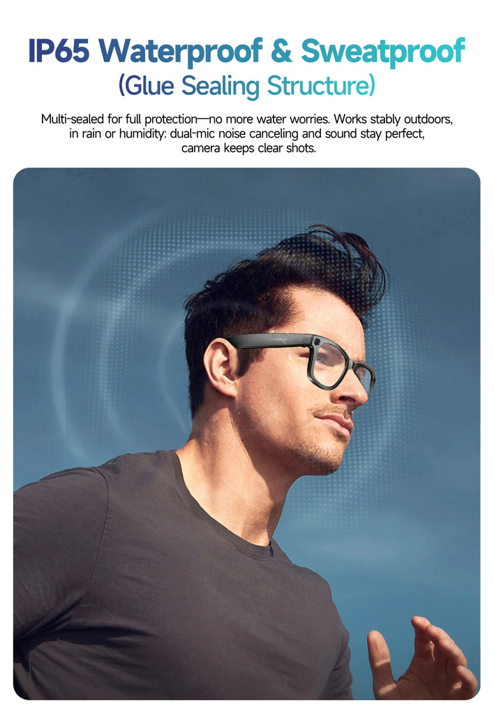 GUHUAVMI Smart Glasses for Men – 8MP Camera | WiFi | Bluetooth | AI Features | IP65 Waterproof