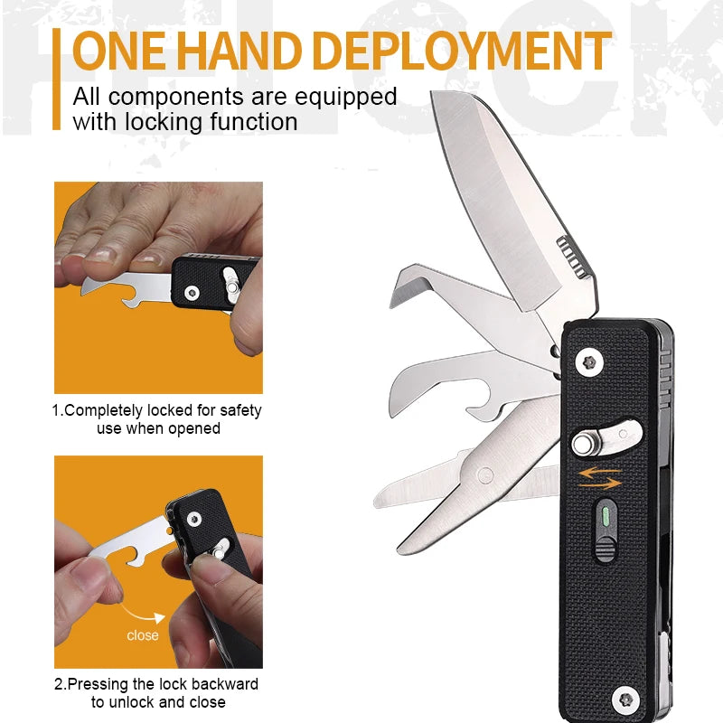 ROXON S504G Mini Folding Multi-Tool Knife with Scissors β Interchangeable, Locking Blade for Outdoor & Camping