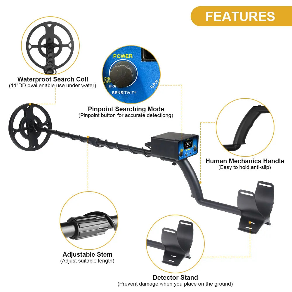 TTAKA7 AK-100 Waterproof Metal Detector – Adjustable Sensitivity, Deep Detection, LCD Display