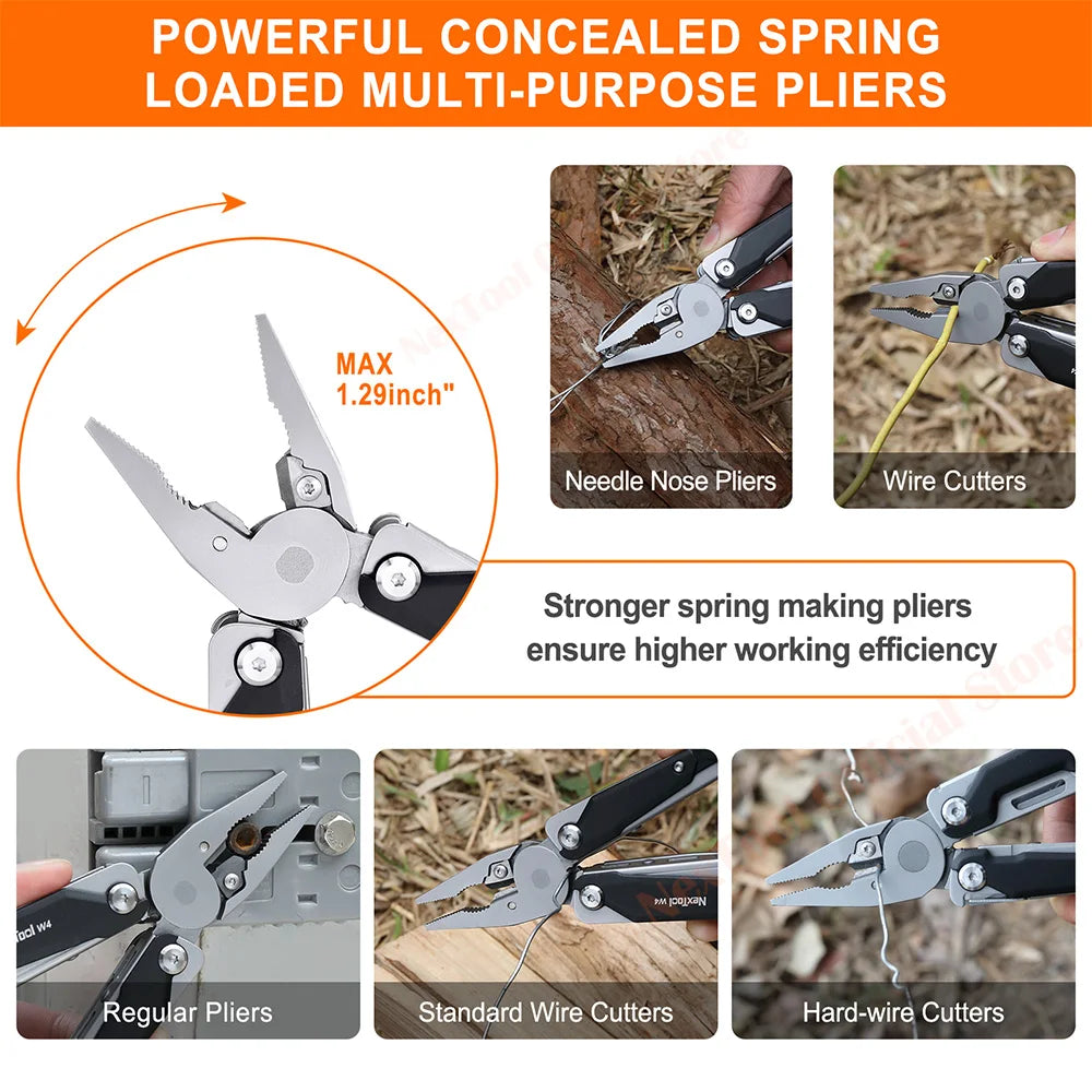 NexTool W4 11-in-1 Multi-Tool – Adjustable Wrench, Pliers, Knife & Saw | Compact Survival Hand Tool