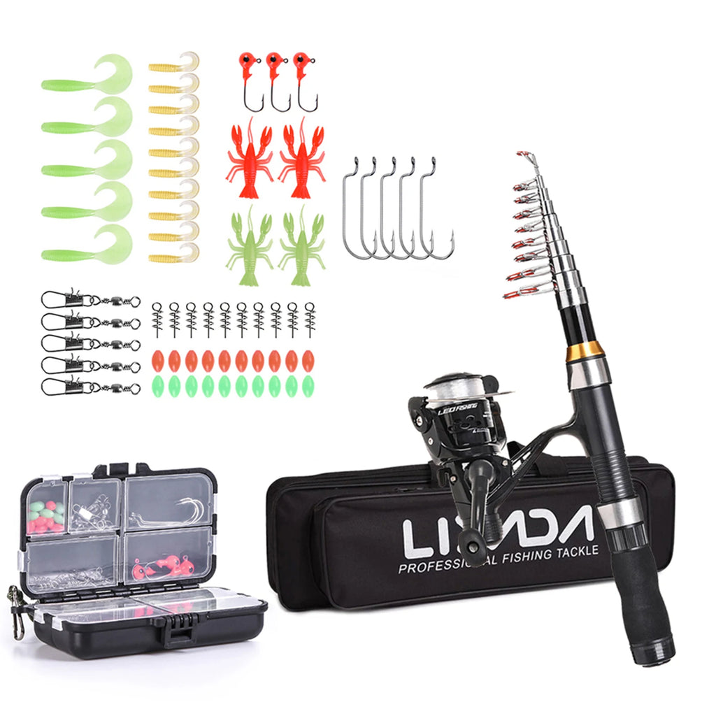 Lixada Telescopic Fishing Rod & Reel Combo Full Kit (2.1m / 2.3m) β Complete Carbon Fiber Spinning Set with Carry Bag
