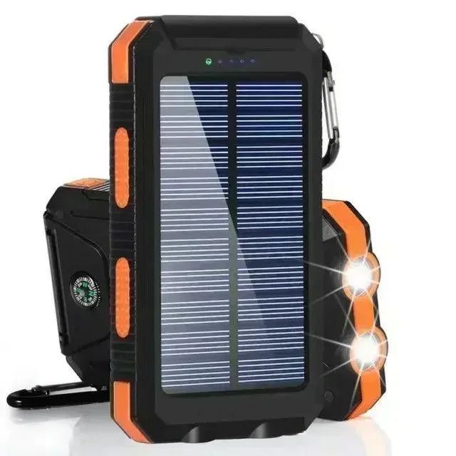 Solar Power Bank – Waterproof, Fast Charging, High-Capacity Powerbank with SOS & LED Light for Outdoor Survival