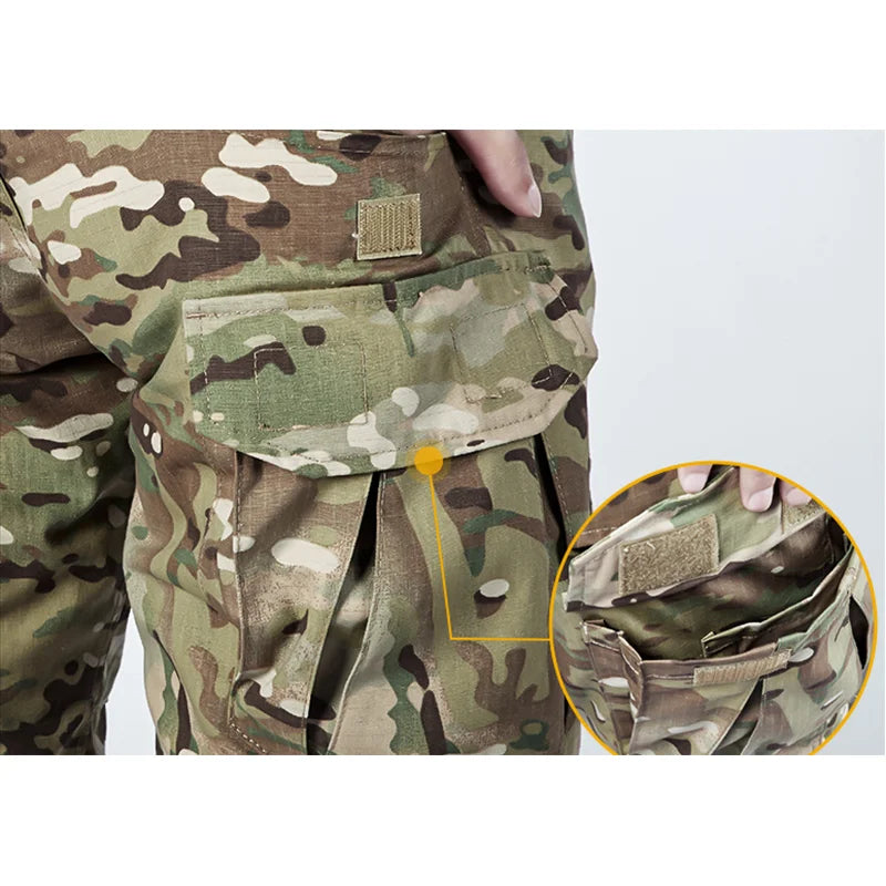 Men’s Tactical Combat Pants with Knee Pads – Camouflage Military-Grade Cargo Trousers for Hunting, Trekking & Outdoor Survival