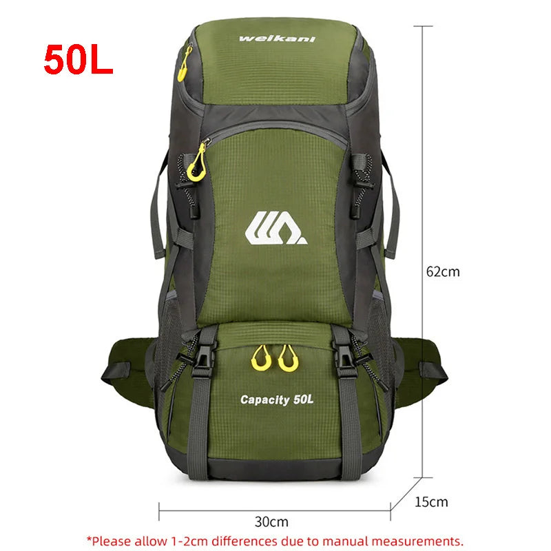 50L Waterproof Hiking Backpack – Large Travel Rucksack with Shoe Compartment
