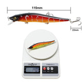 FFLYBG 11.5cm/14g Artificial Bionic Minnow Fishing Lure – Hard Bait with 3D Eyes, Treble Hooks & Realistic Swim Action (5/10 Pcs Set) thumbnail 2