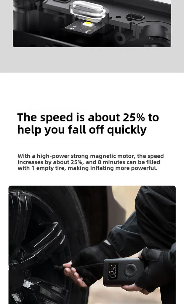Xiaomi Mijia Air Pump 2 – Portable Tire Inflator with Digital Pressure Detection, 150 PSI, 2000mAh Rechargeable Battery