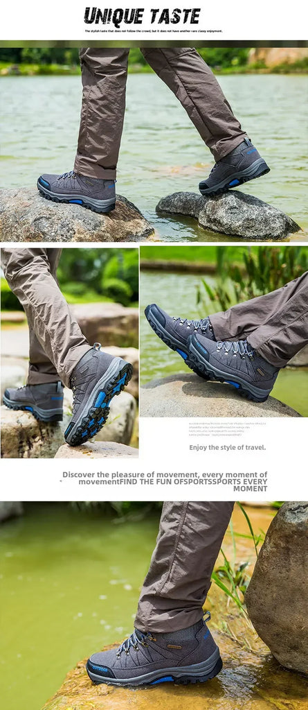 Men’s Waterproof High-Top Hiking & Climbing Shoes – Anti-Slip, Breathable Outdoor Footwear
