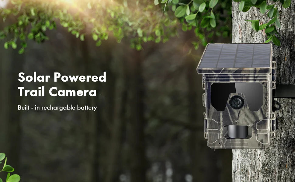 30MP 2K Solar Trail Camera – Infrared Night Vision Wildlife & Security Cam with Motion Sensor & Long Battery Life (IP66 Waterproof)