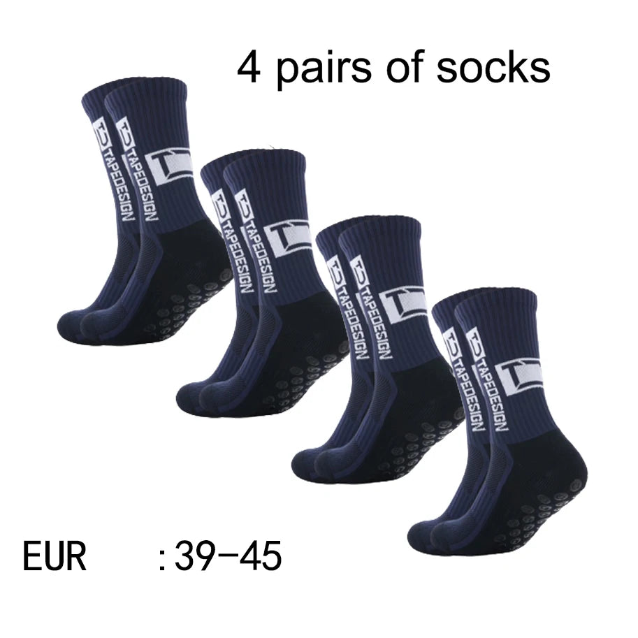 4 Pairs Mid-Tube Non-Slip Football Socks – Breathable & Durable Sports Training Socks (Unisex)