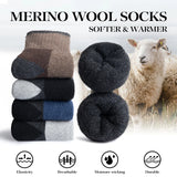 5 Pairs Men’s Merino Wool Hiking Socks – Warm, Moisture-Wicking Winter Crew Socks for Outdoor & Casual Wear (US Size 7–13) thumbnail 2