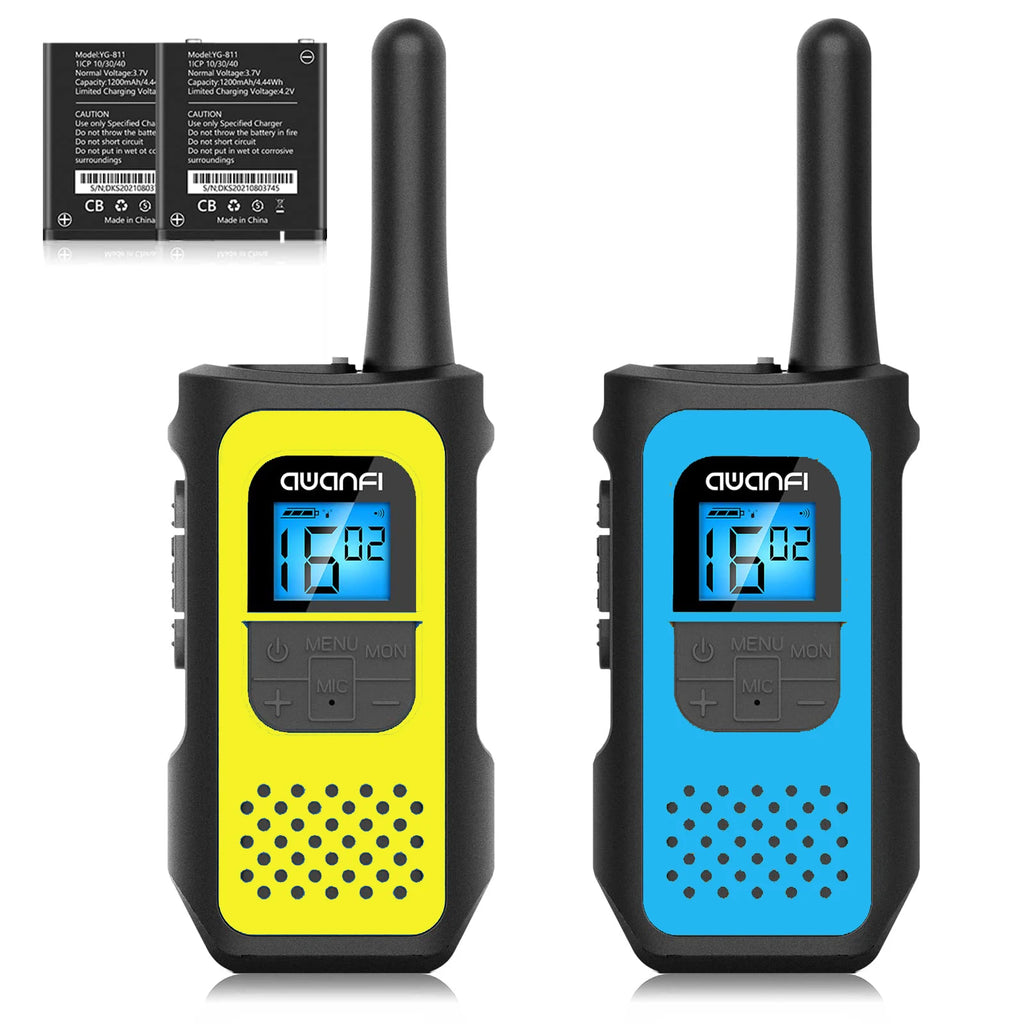 AWANFI Rechargeable Walkie Talkies (2/3/4-Pack) β Long Range 2-Way Radios with 16 Channels, VOX, USB-C Charging β Ideal for Kids & Adults, Outdoor Camping & Hiking