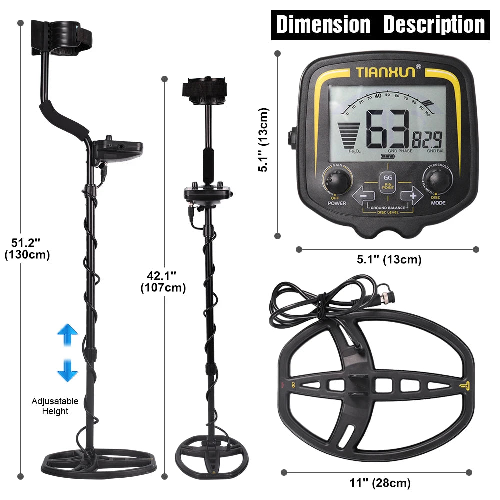 TX-850 Professional Metal Detector – Deep Underground Gold & Treasure Finder (2.5m Depth, 11” Waterproof Coil)